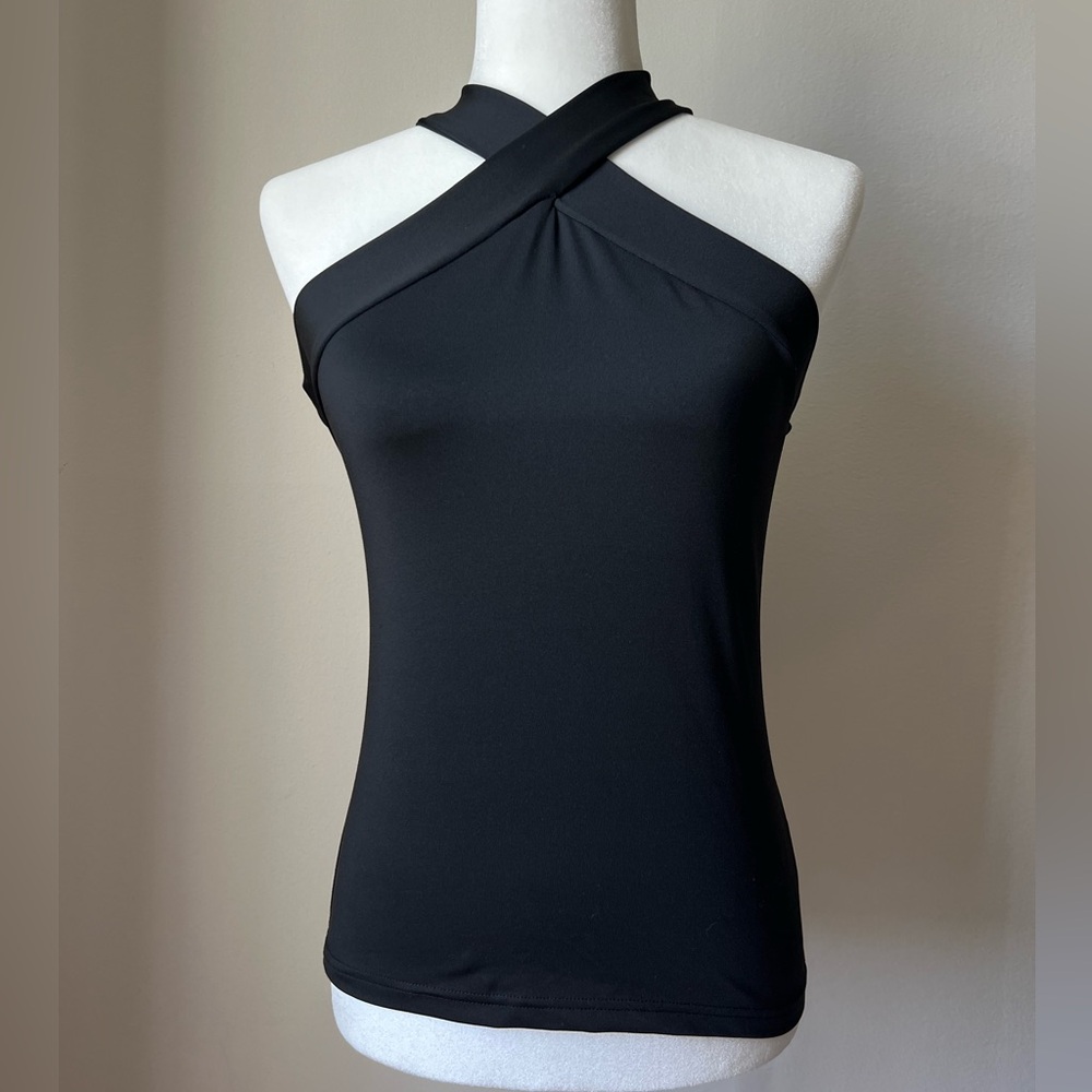 SHEIN Black Asymmetrical Fitted Tank Top